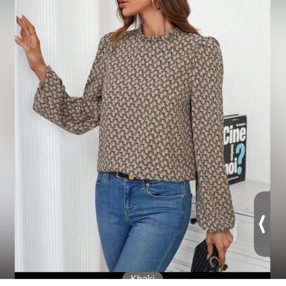 SHEIN LUNE Allover Printed Lantern Sleeve Shirt size XS new without tag